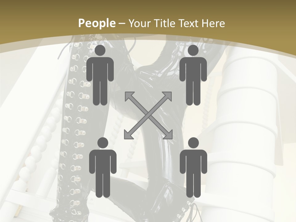 A Woman In A Black Cat Suit Is Posing On A Pole PowerPoint Template