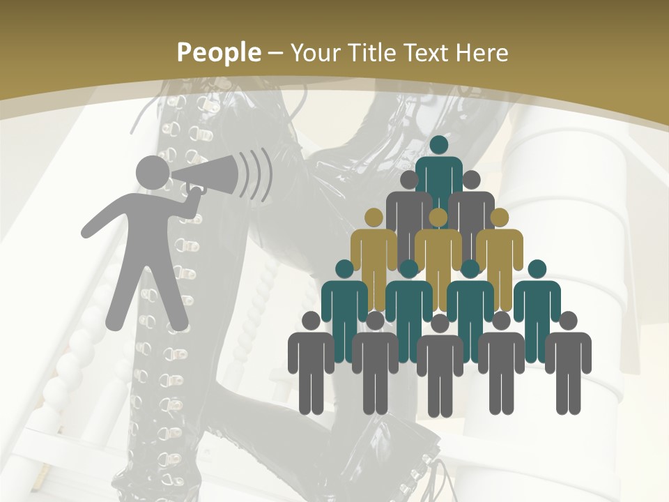 A Woman In A Black Cat Suit Is Posing On A Pole PowerPoint Template