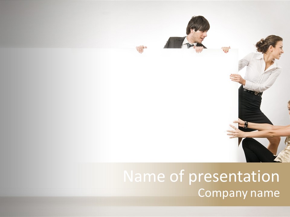 A Group Of People Holding A White Board PowerPoint Template