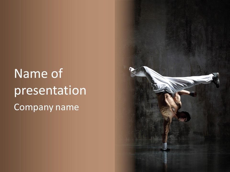 A Man Is Doing A Handstand On The Ground PowerPoint Template