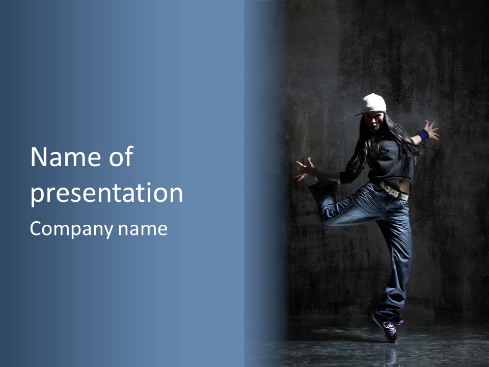 A Man Is Dancing In The Air With His Arms Out PowerPoint Template