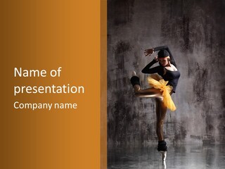 A Woman In A Black Top And Yellow Skirt Is Dancing PowerPoint Template