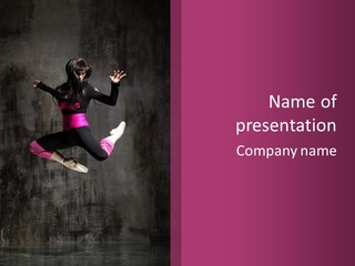 A Girl Jumping In The Air With A Pink Background PowerPoint Template