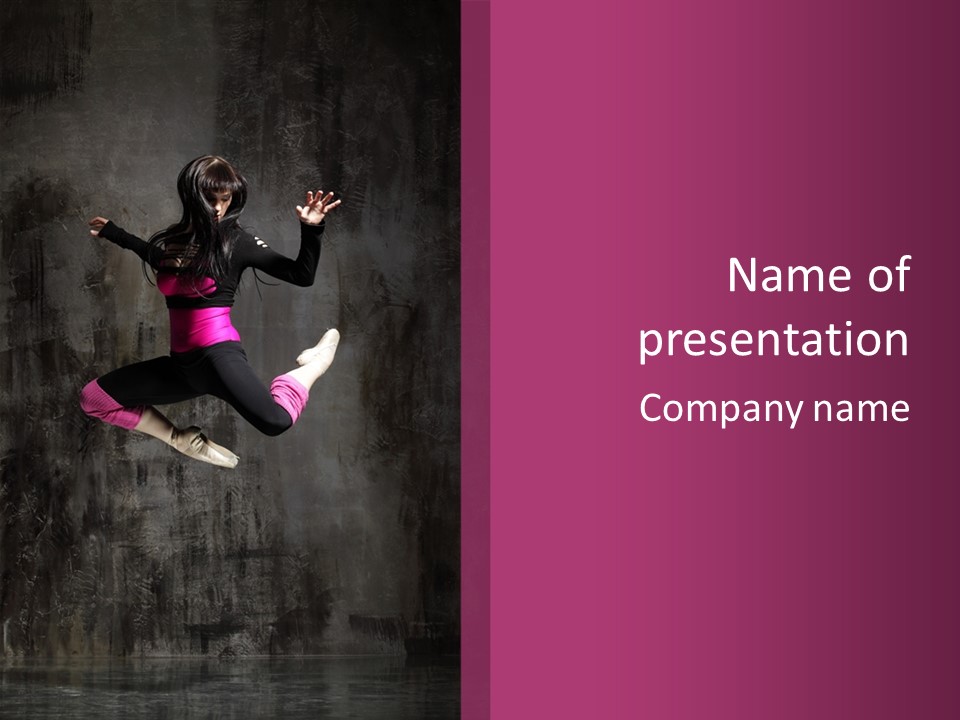 A Girl Jumping In The Air With A Pink Background PowerPoint Template