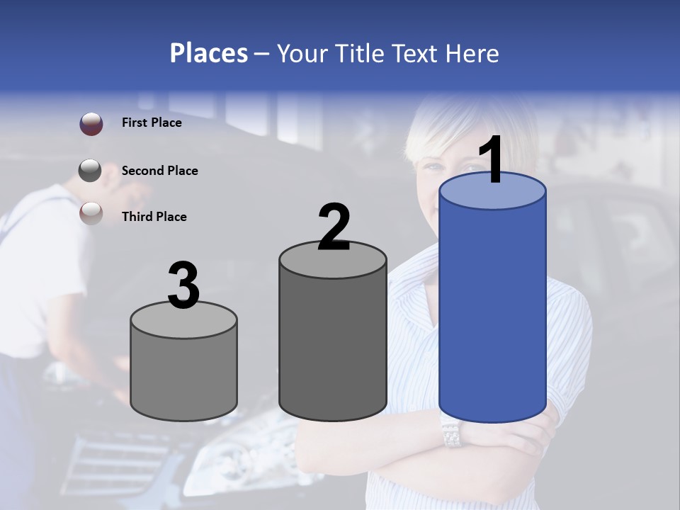 A Woman Standing Next To A Man In Front Of A Car PowerPoint Template