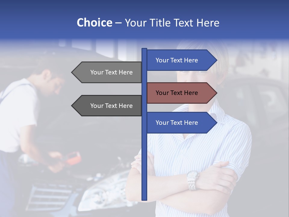 A Woman Standing Next To A Man In Front Of A Car PowerPoint Template