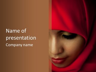 A Woman In A Red Hijab Powerpoint Presentation PowerPoint Template
