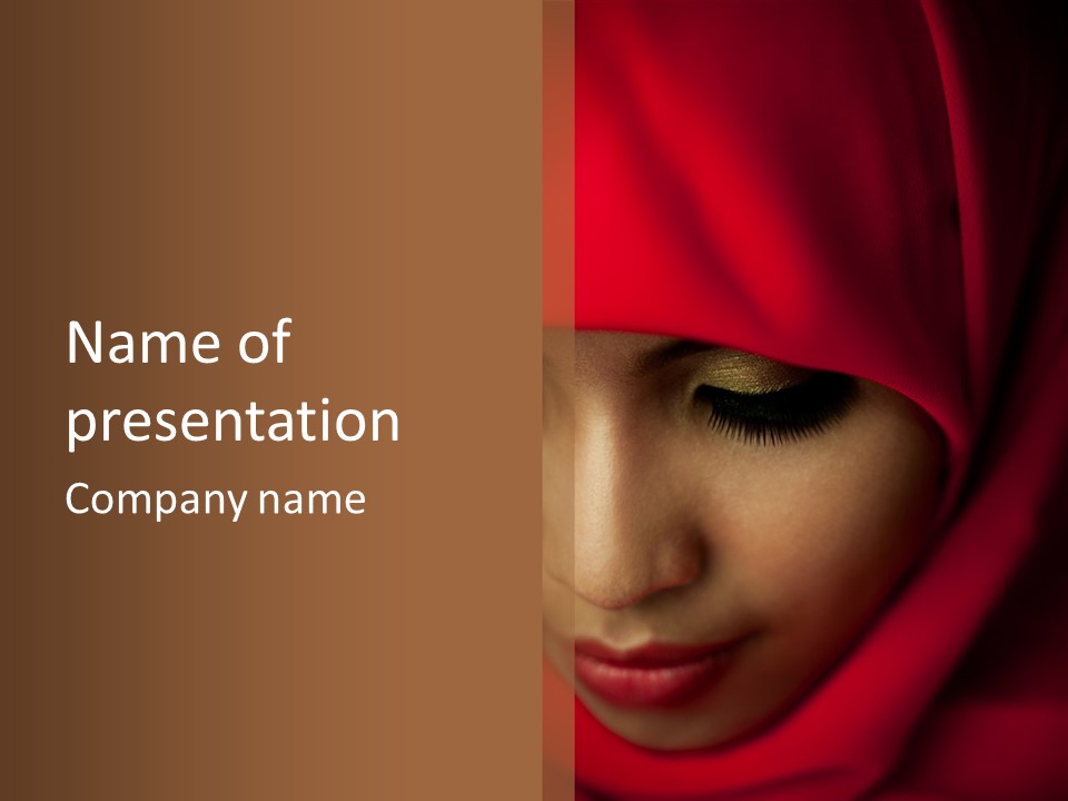 A Woman In A Red Hijab Powerpoint Presentation PowerPoint Template