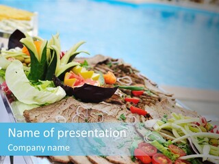 White Dining Meat PowerPoint Template