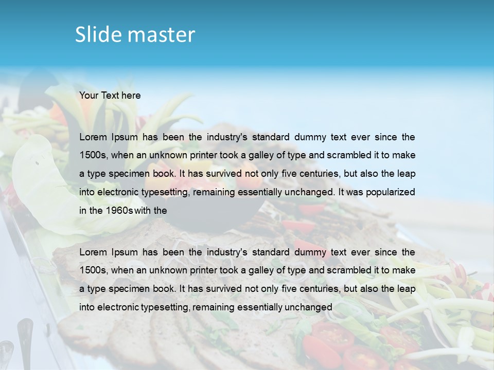 White Dining Meat PowerPoint Template