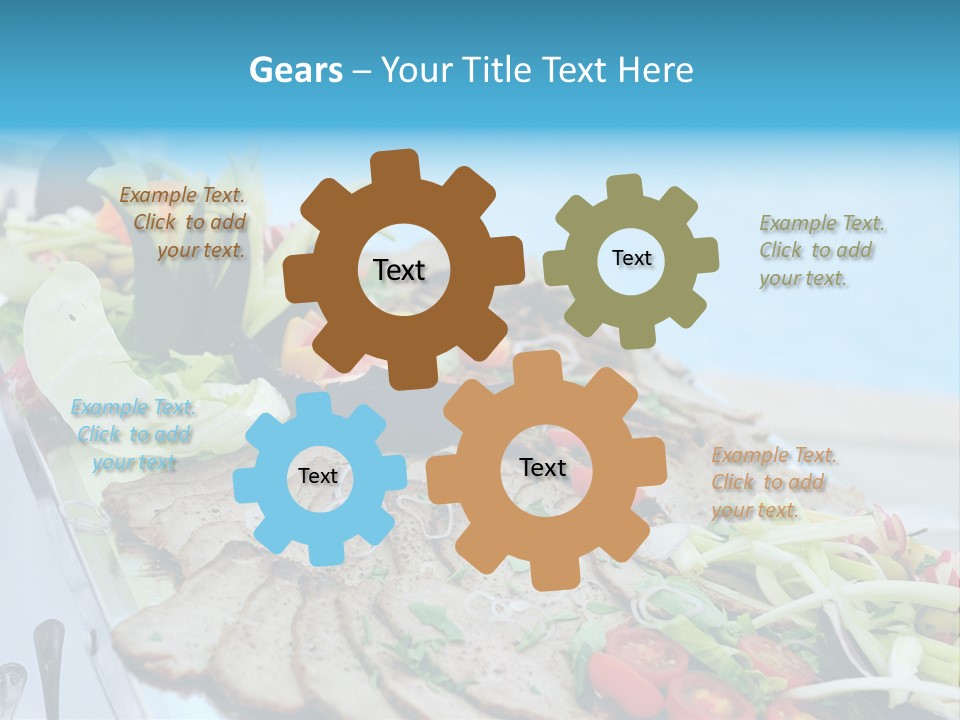 White Dining Meat PowerPoint Template