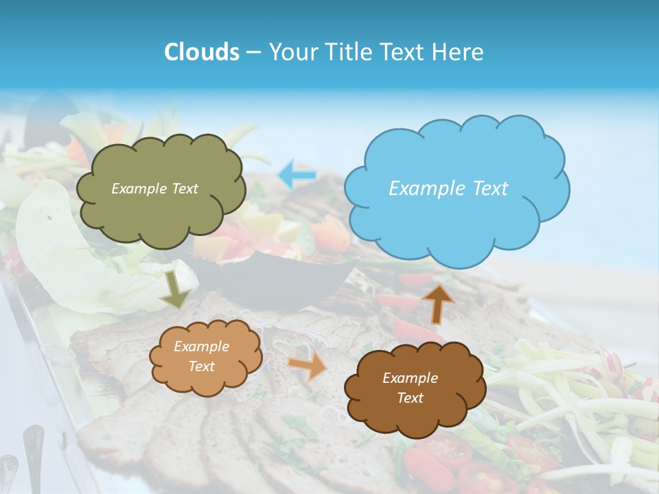 White Dining Meat PowerPoint Template