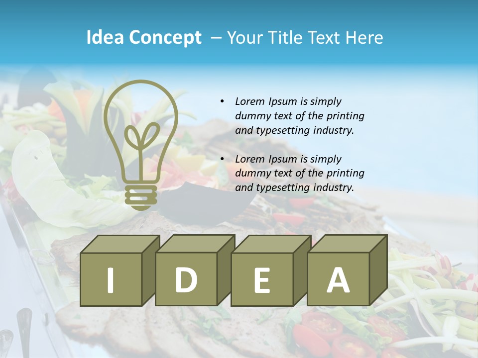 White Dining Meat PowerPoint Template