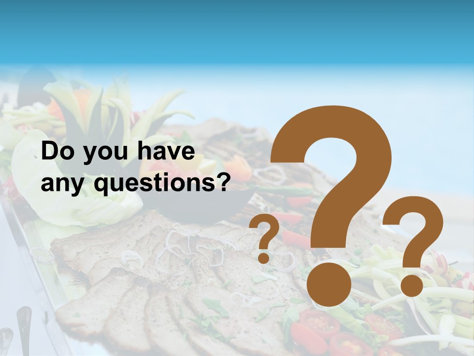 White Dining Meat PowerPoint Template