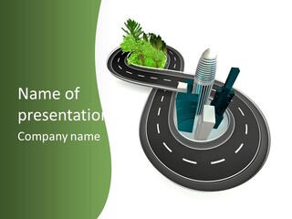 A Road With A Green Plant On Top Of It PowerPoint Template