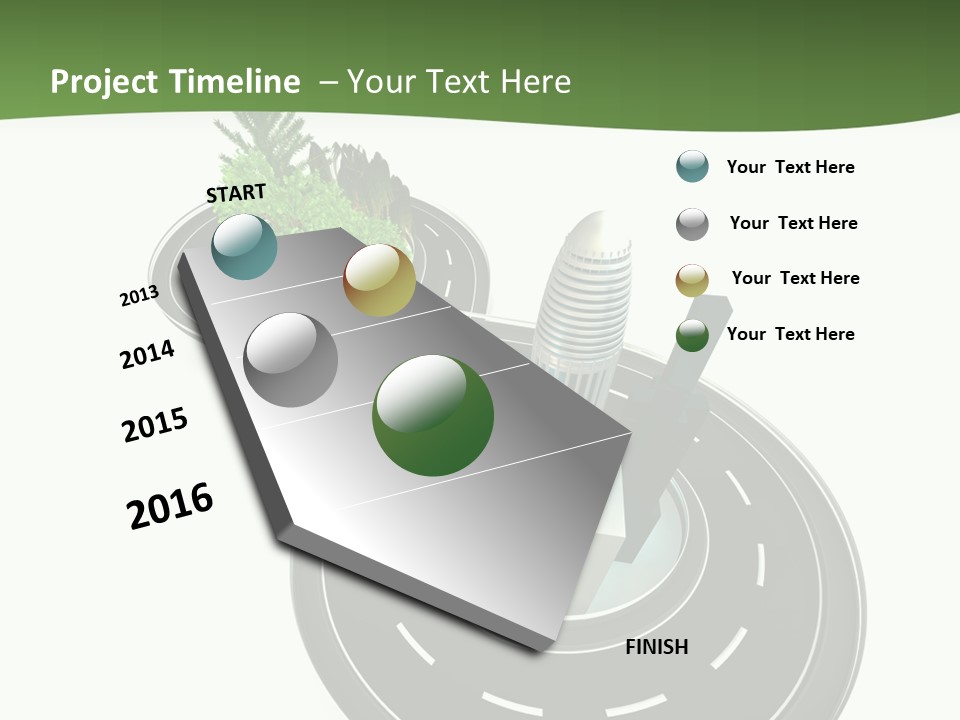 A Road With A Green Plant On Top Of It PowerPoint Template