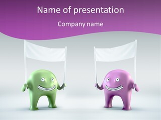 Two Elephants Holding A Flag With A Smile On Their Faces PowerPoint Template