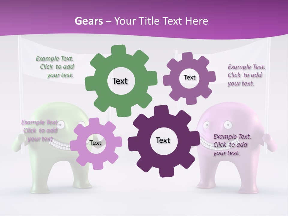 Two Elephants Holding A Flag With A Smile On Their Faces PowerPoint Template