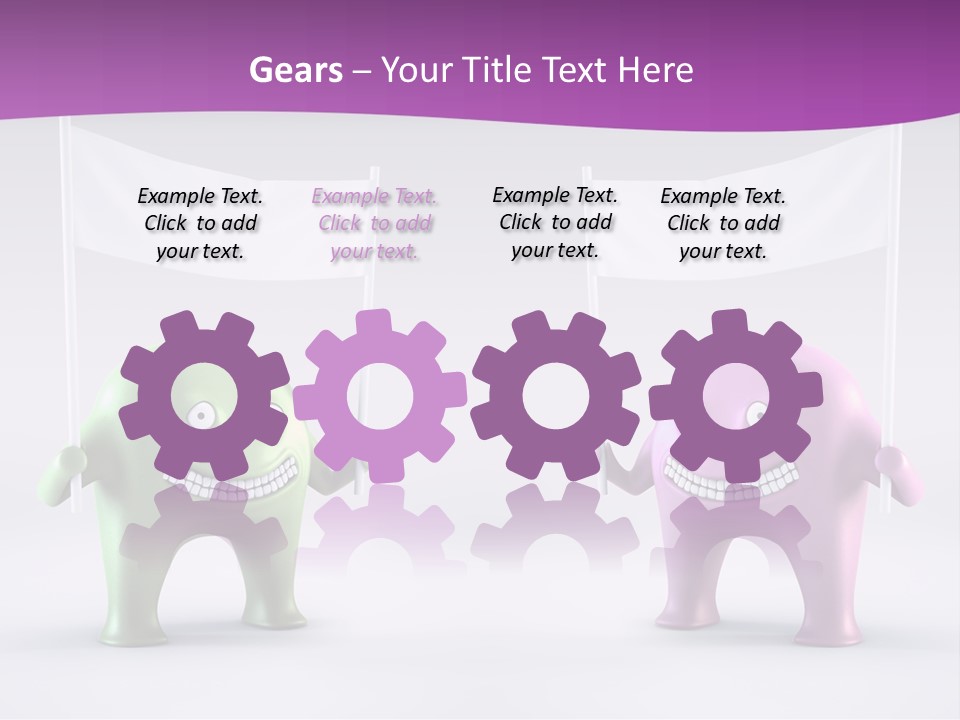 Two Elephants Holding A Flag With A Smile On Their Faces PowerPoint Template