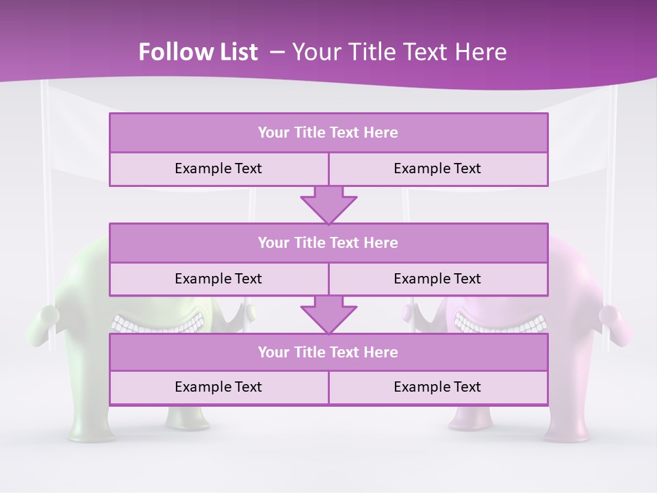 Two Elephants Holding A Flag With A Smile On Their Faces PowerPoint Template
