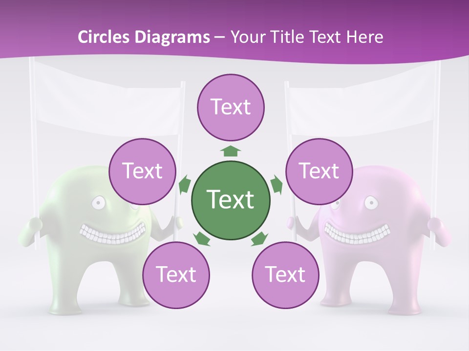 Two Elephants Holding A Flag With A Smile On Their Faces PowerPoint Template