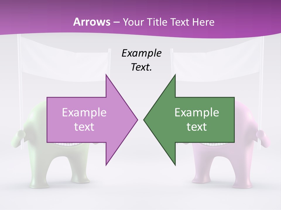 Two Elephants Holding A Flag With A Smile On Their Faces PowerPoint Template