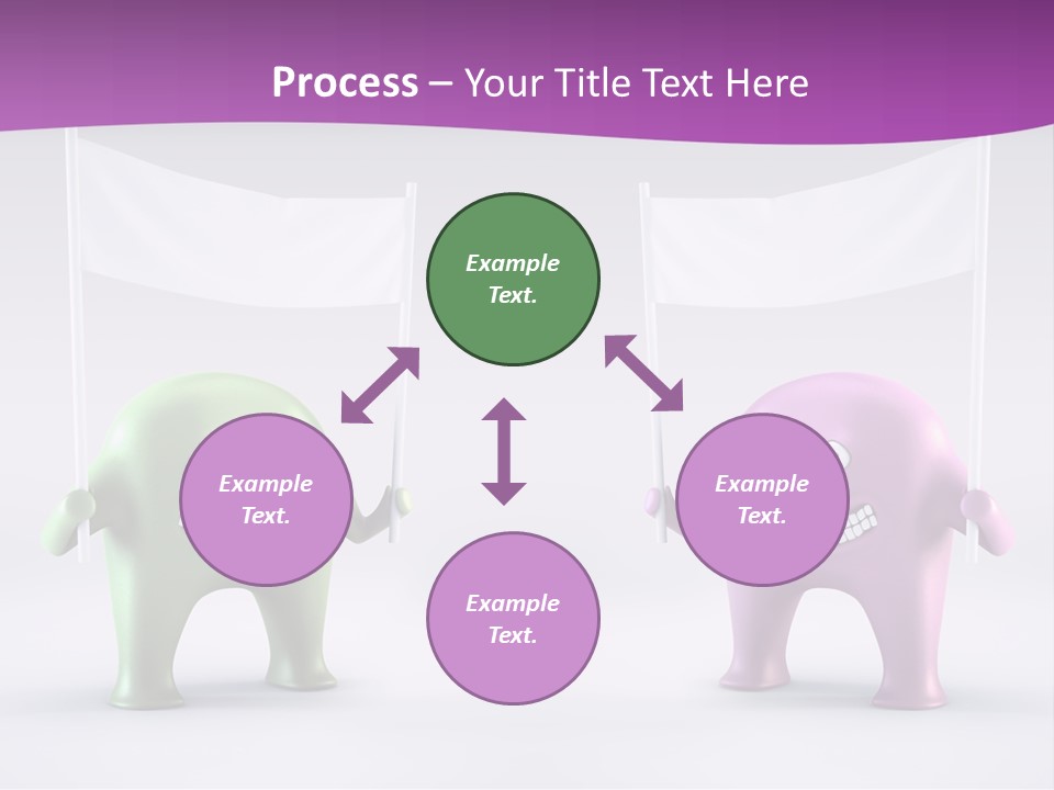 Two Elephants Holding A Flag With A Smile On Their Faces PowerPoint Template