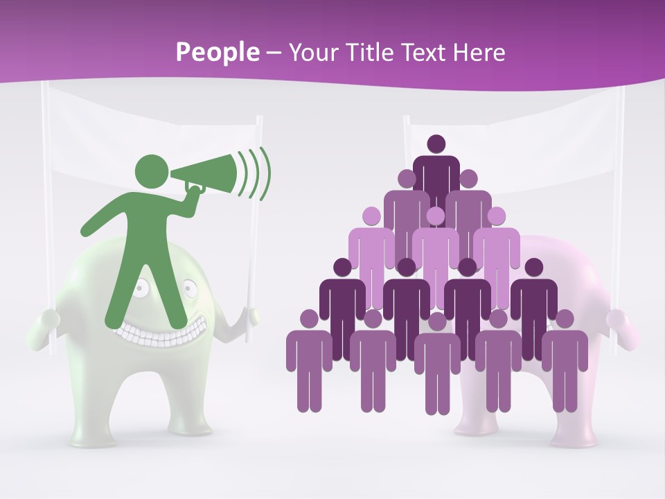 Two Elephants Holding A Flag With A Smile On Their Faces PowerPoint Template