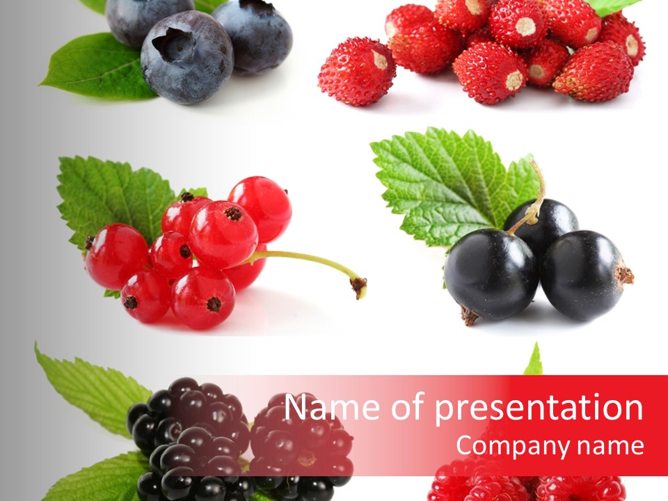 Plump Raspberries Isolated PowerPoint Template