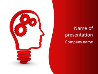 A Red Powerpoint Presentation With Gears Inside Of A Head PowerPoint Template