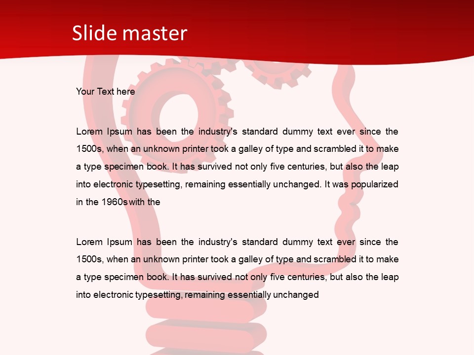 A Red Powerpoint Presentation With Gears Inside Of A Head PowerPoint Template
