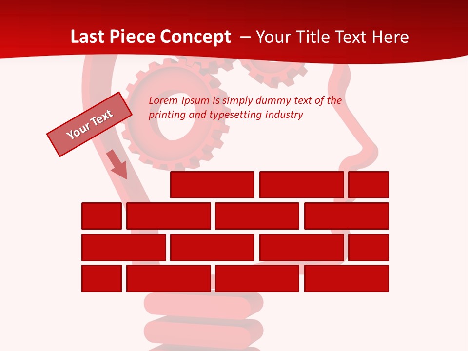 A Red Powerpoint Presentation With Gears Inside Of A Head PowerPoint Template