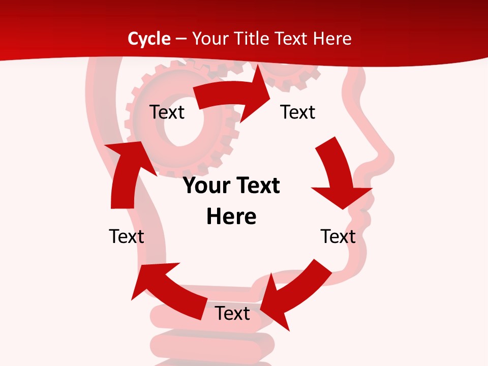 A Red Powerpoint Presentation With Gears Inside Of A Head PowerPoint Template