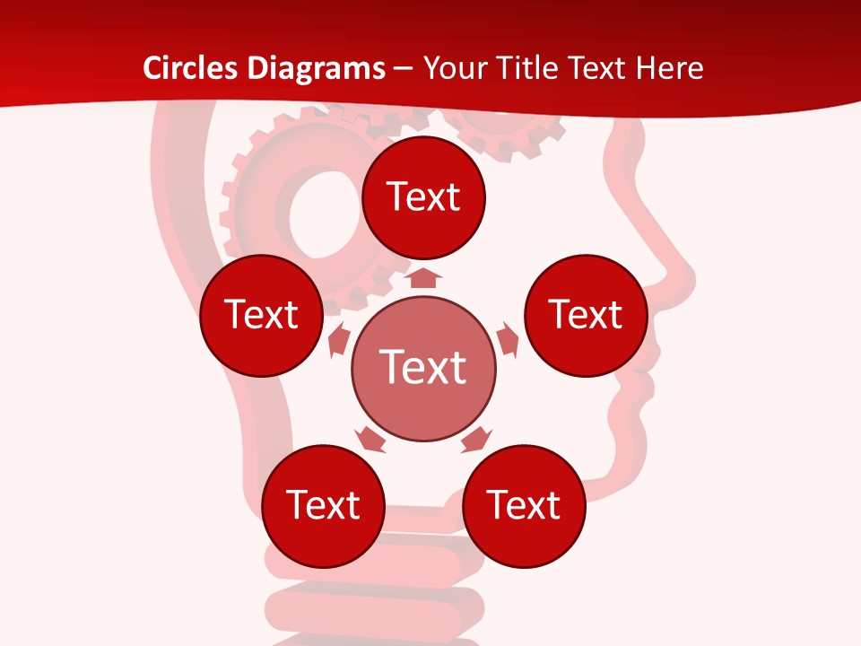 A Red Powerpoint Presentation With Gears Inside Of A Head PowerPoint Template