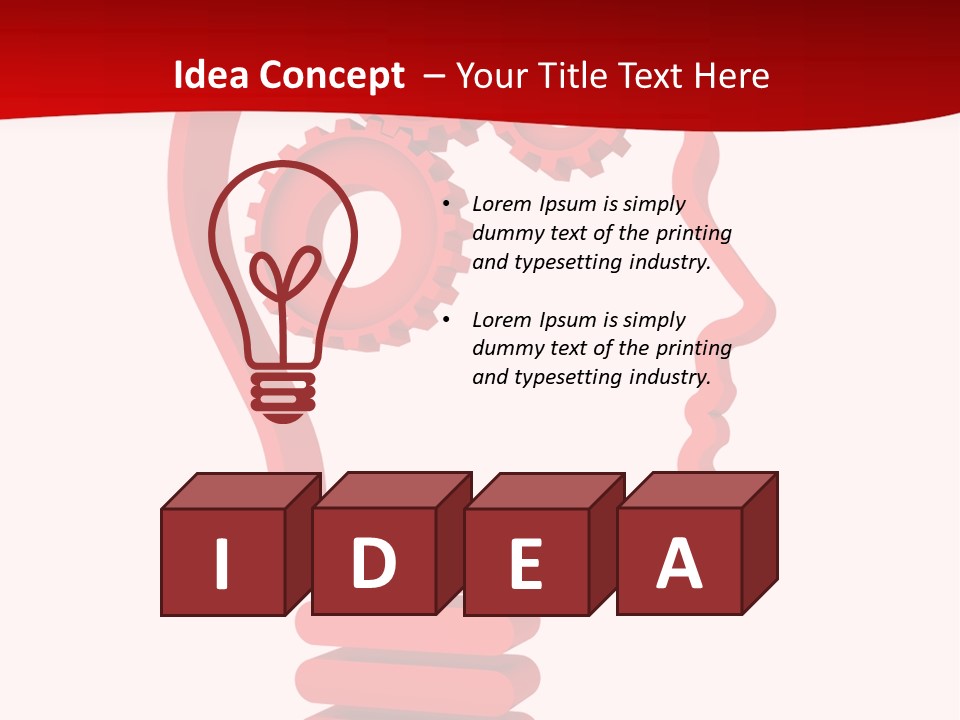 A Red Powerpoint Presentation With Gears Inside Of A Head PowerPoint Template