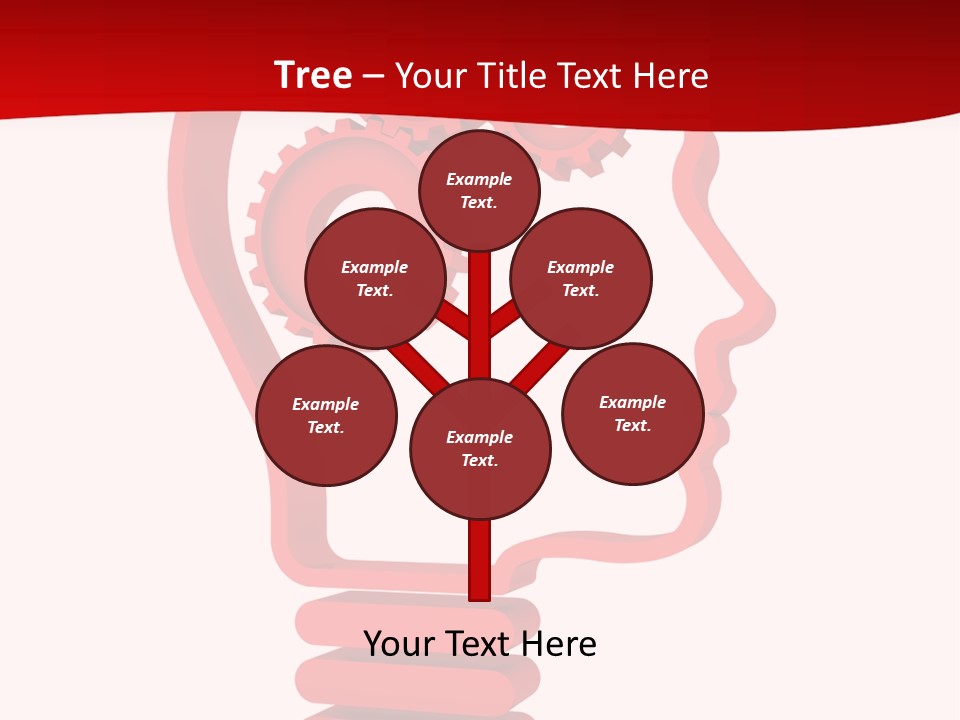 A Red Powerpoint Presentation With Gears Inside Of A Head PowerPoint Template