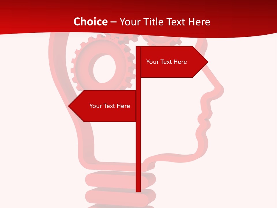 A Red Powerpoint Presentation With Gears Inside Of A Head PowerPoint Template