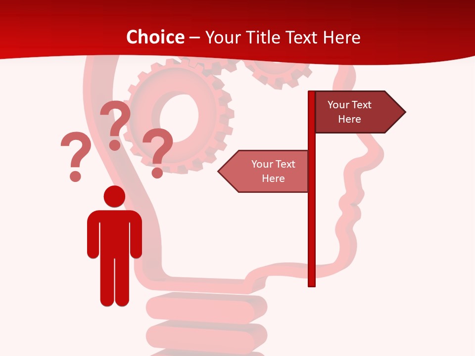 A Red Powerpoint Presentation With Gears Inside Of A Head PowerPoint Template