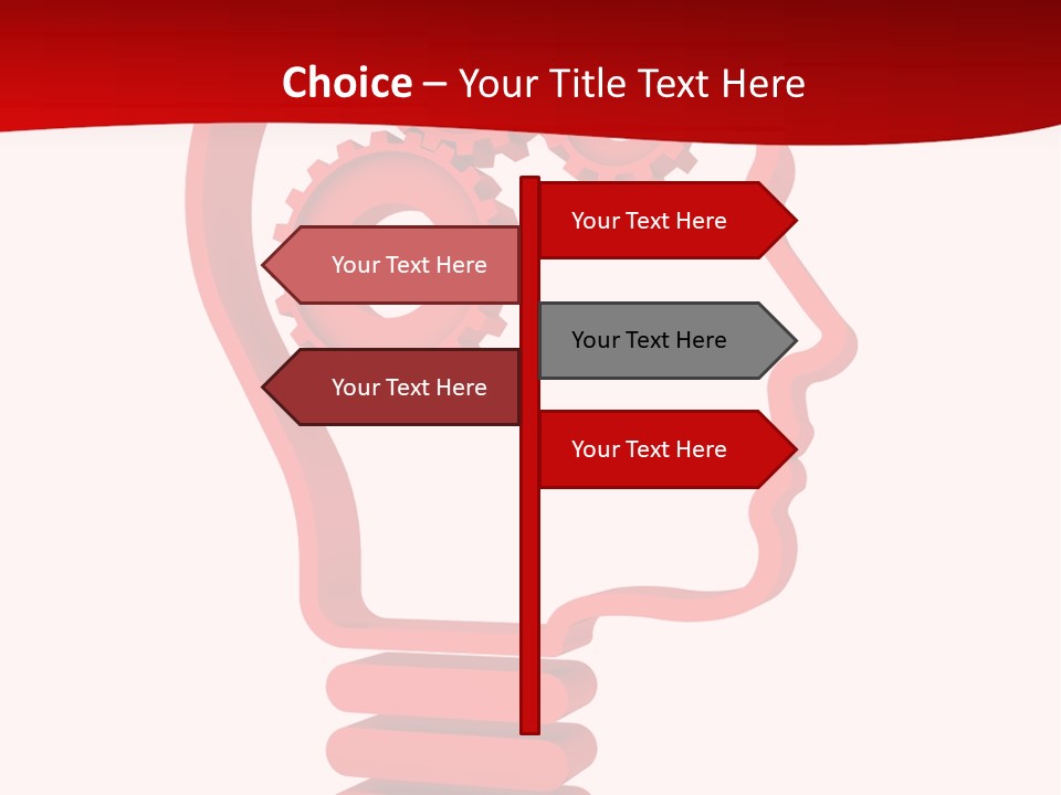 A Red Powerpoint Presentation With Gears Inside Of A Head PowerPoint Template