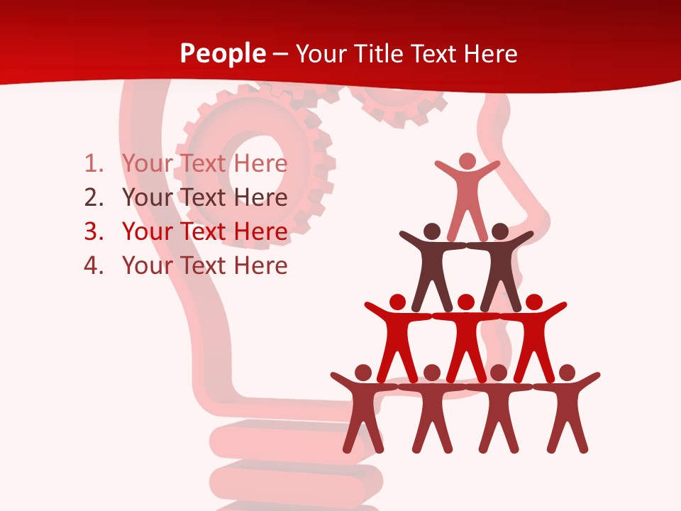 A Red Powerpoint Presentation With Gears Inside Of A Head PowerPoint Template