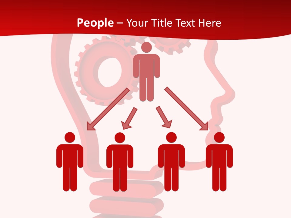 A Red Powerpoint Presentation With Gears Inside Of A Head PowerPoint Template
