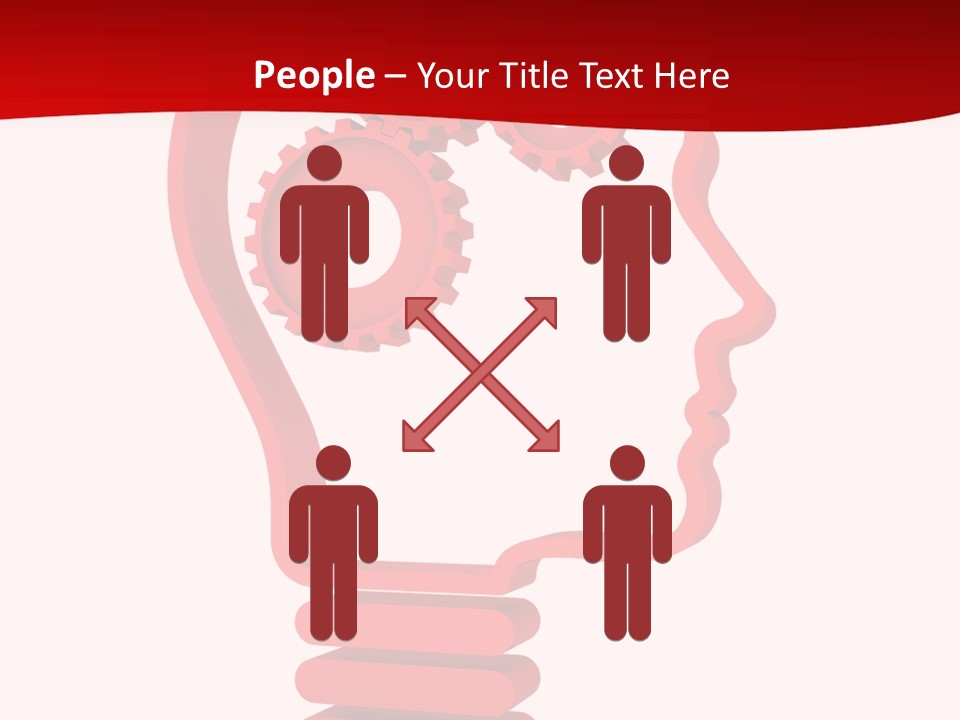 A Red Powerpoint Presentation With Gears Inside Of A Head PowerPoint Template