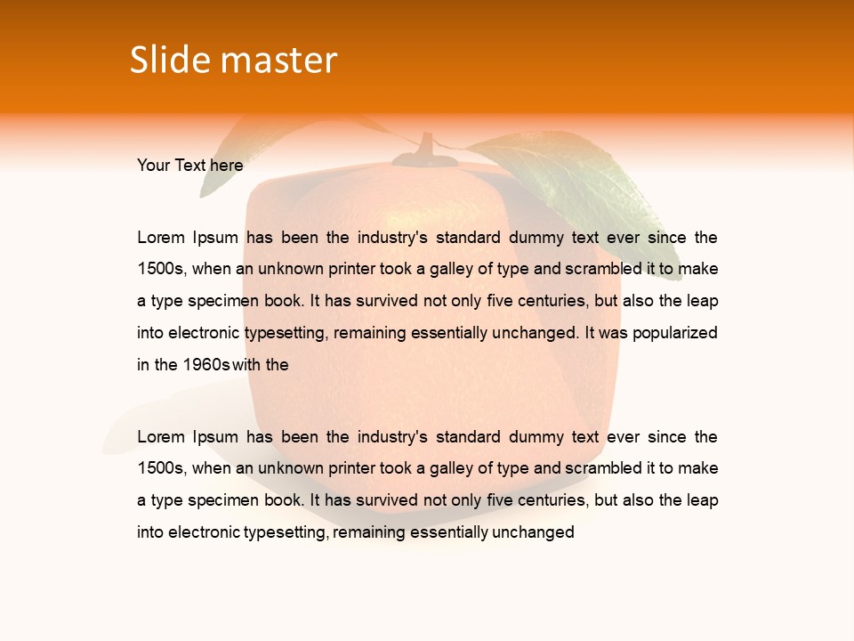 An Orange With A Green Leaf On Top Of It PowerPoint Template