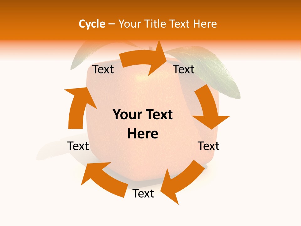 An Orange With A Green Leaf On Top Of It PowerPoint Template