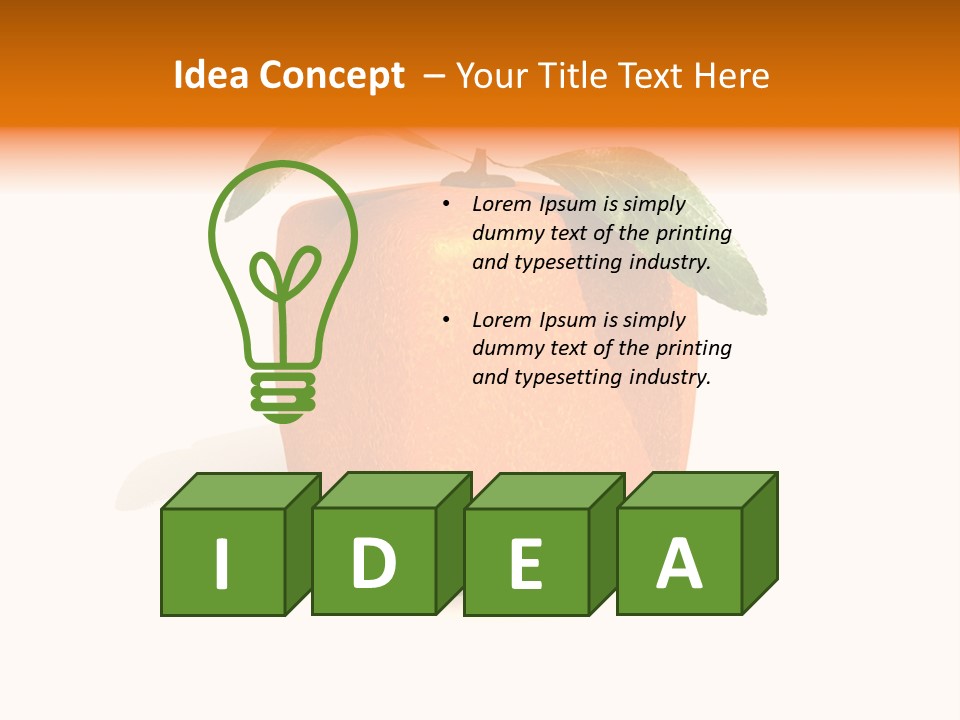 An Orange With A Green Leaf On Top Of It PowerPoint Template