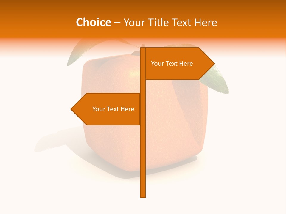 An Orange With A Green Leaf On Top Of It PowerPoint Template