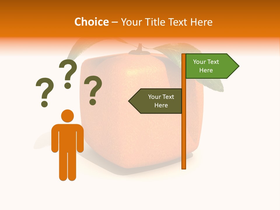 An Orange With A Green Leaf On Top Of It PowerPoint Template