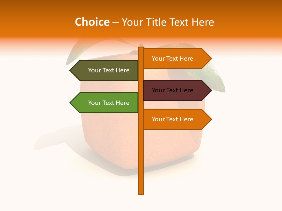 An Orange With A Green Leaf On Top Of It PowerPoint Template