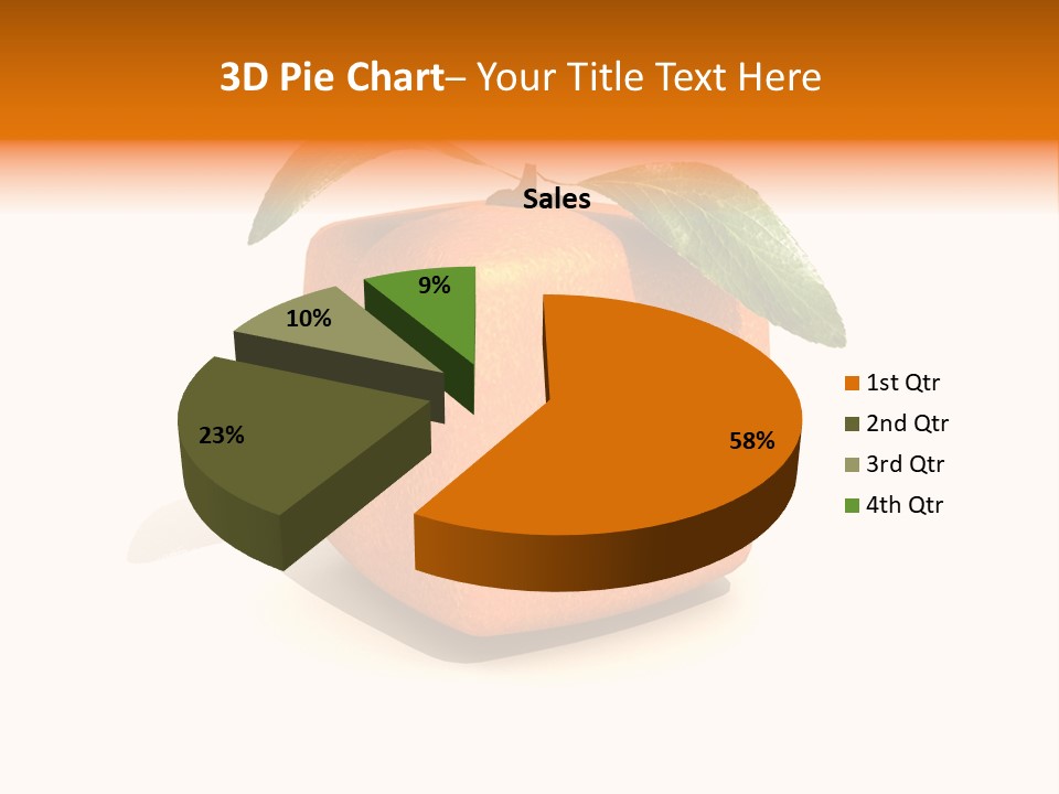 An Orange With A Green Leaf On Top Of It PowerPoint Template