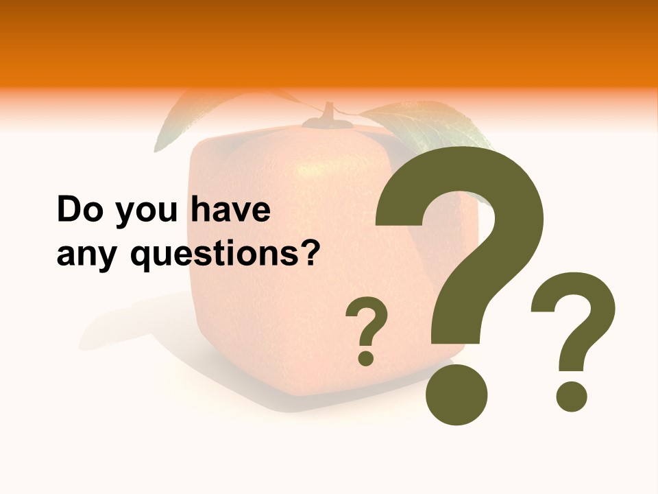 An Orange With A Green Leaf On Top Of It PowerPoint Template